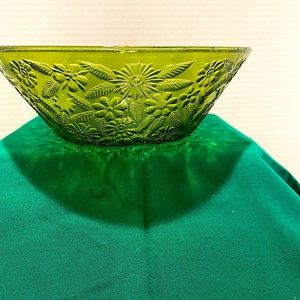 I Indiana Green Depression Glass Bowl